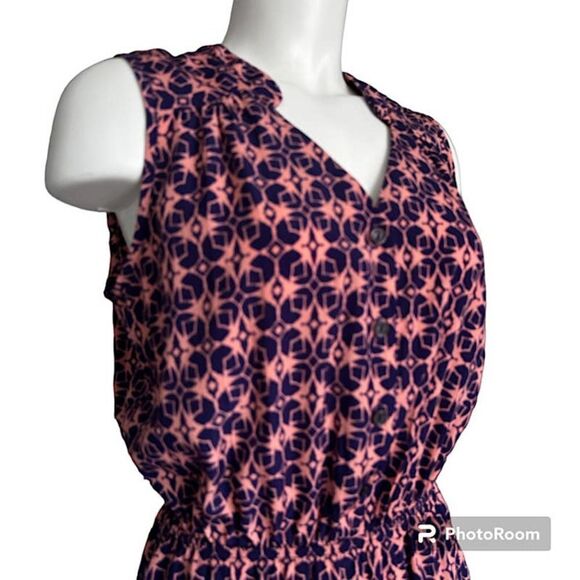 41 Hawthorn Keziah Shirt Dress Sleeveless Geometric Blue Coral Size M‎ - Picture 3 of 6